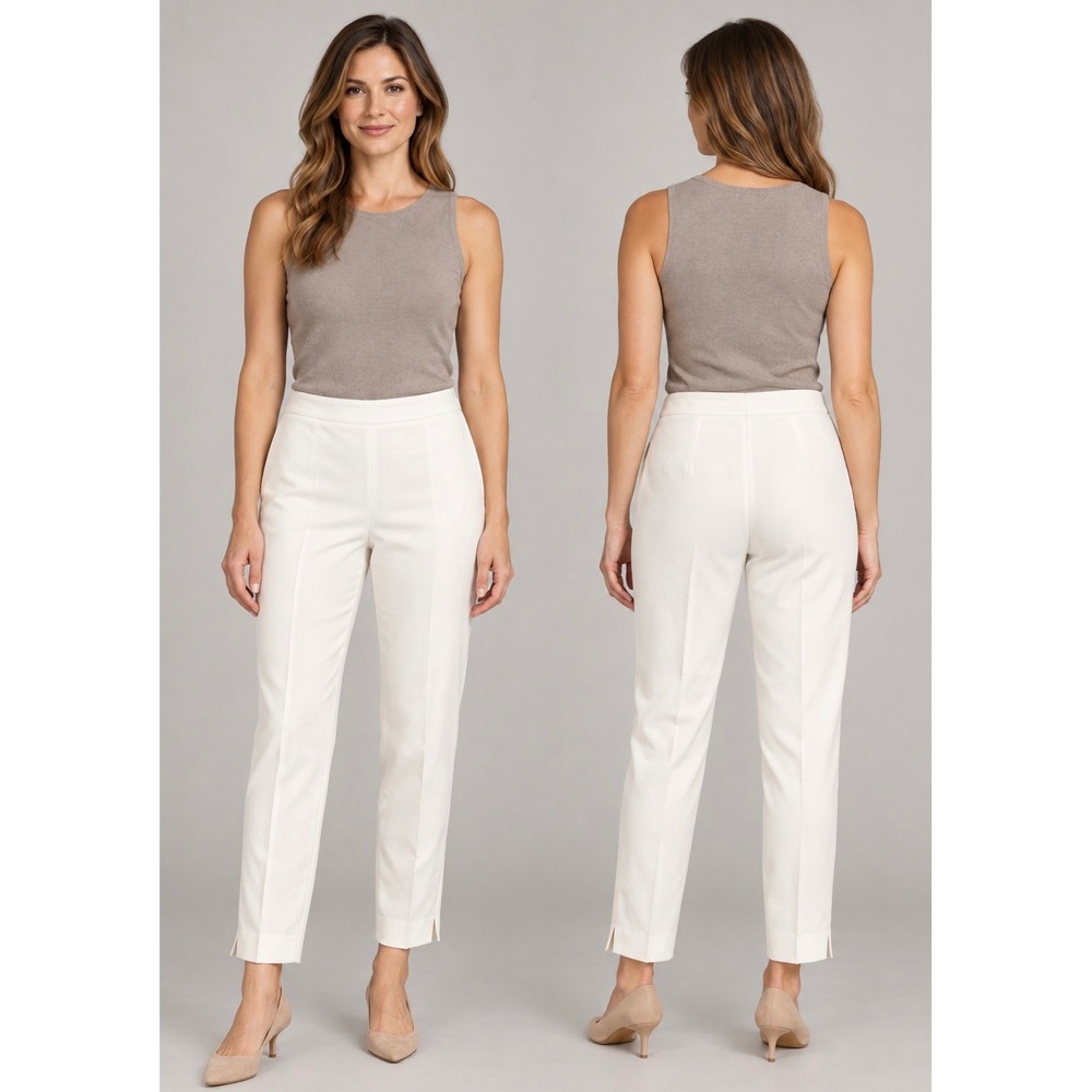 Lafayette 148 Bleecker Cloud White Tapered Ankle Vent Pants NWT Size 8